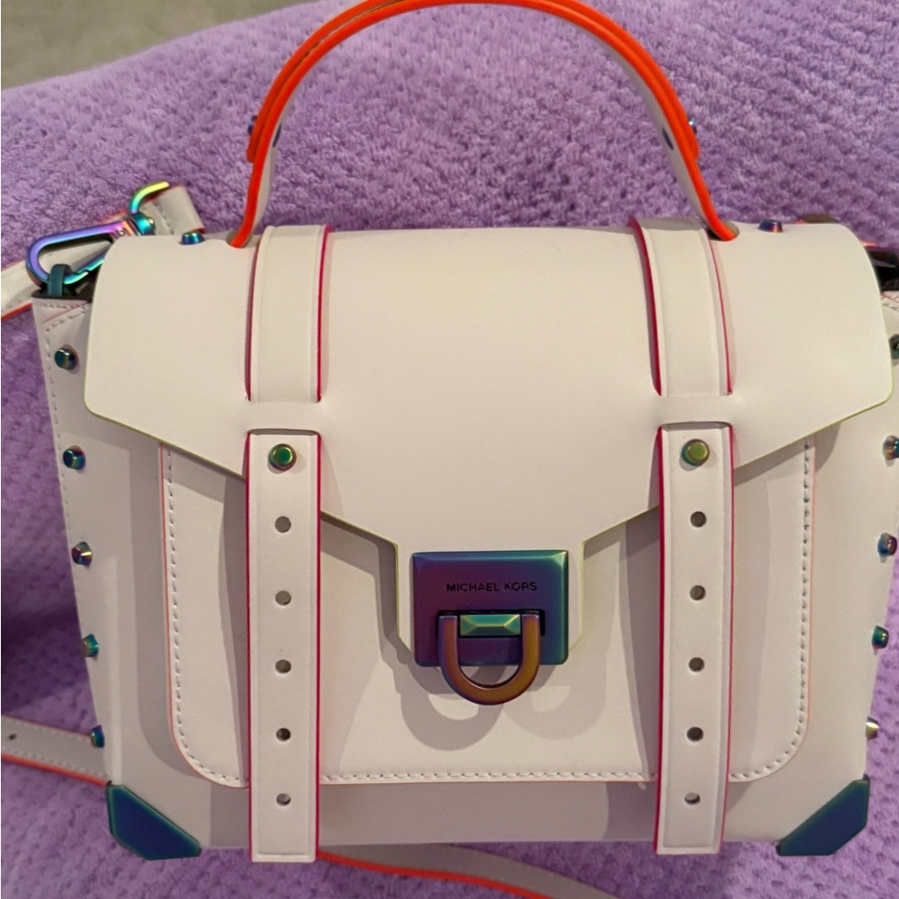 Michael Kors White Satchel with Gold Hardware